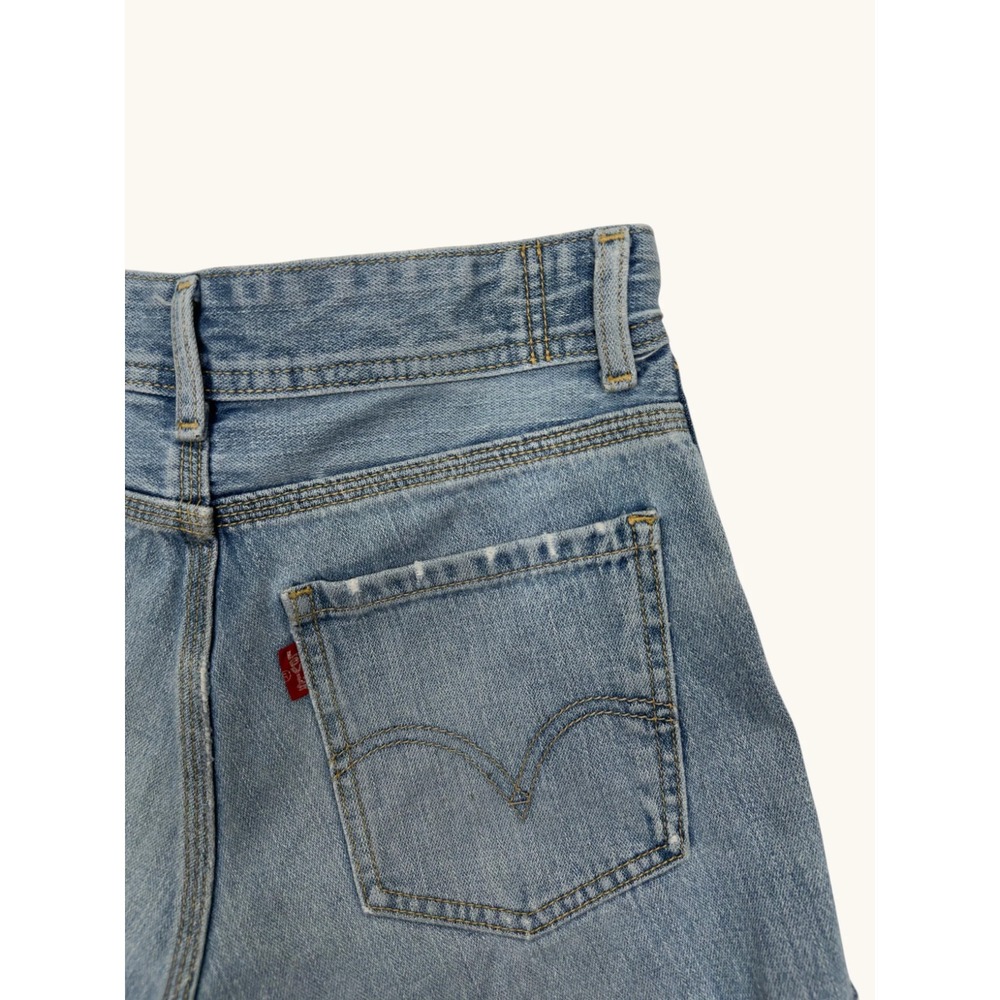 Levis Boys 8 Husky Denim Carpenter Shorts Light Wash Cut Off Raw Hem Adjustable